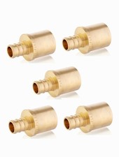 5PCS EFIELD Pex 1" X 1" MALE SWEAT ADAPTERS BARB CRIMP BRASS FITTING, LEAD FREE