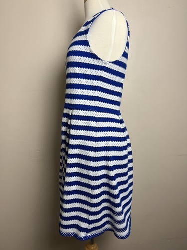 Elle Women Dress Size 12 Cottage Core Stripped Mini Knit Coastal Summer - Picture 4 of 18