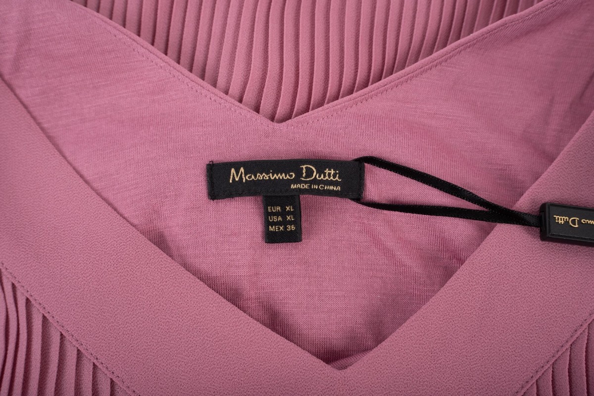 Massimo Dutti Womens Pleated Top Blouse S Pink Sleeveless V