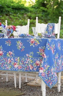 Gorgeous NEW April Cornell Tablecloth 54x54 ~ “Blue Russian Chintz