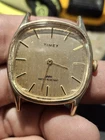 Timex Marlin 1980s Gold Tone Square Dial Mens Vintage Mechanical Handwind Retro