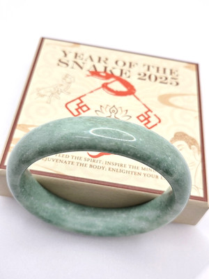 Buddha Stones Natural Jade Luck Wealth Bangle Bracelet 62mm