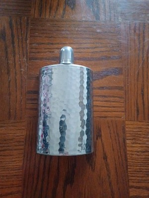 1940s Vintage Hammered Tin Flask 10 oz Made in Germany, AHS 7''x4''x1''