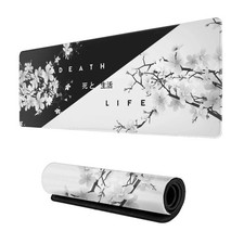 Black and White Cherry Blossom Mouse Pad Gaming Large Mouse Pad Japanese XL M...