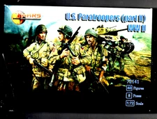 MARS  1:72 SET 72141 WWII U.S. PARATROOPERS (PART II) 40 FIGURES (GREEN)