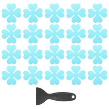 20 Pcs Non Slip Bathtub Stickers with Scraper Anti Slip Four Leaf Blue