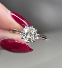 1.75ct Old Cut Diamond Solitaire Ring In 18ct White Gold Vs2