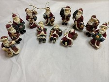 Set of 12 Santa Clause Christmas Tree Ornaments Figurines Holiday Decor 3 Resin