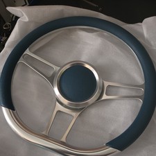 14 D Type Billet Steering Wheel Blue Half Wrap Muscle Car Mustang Whorn Button