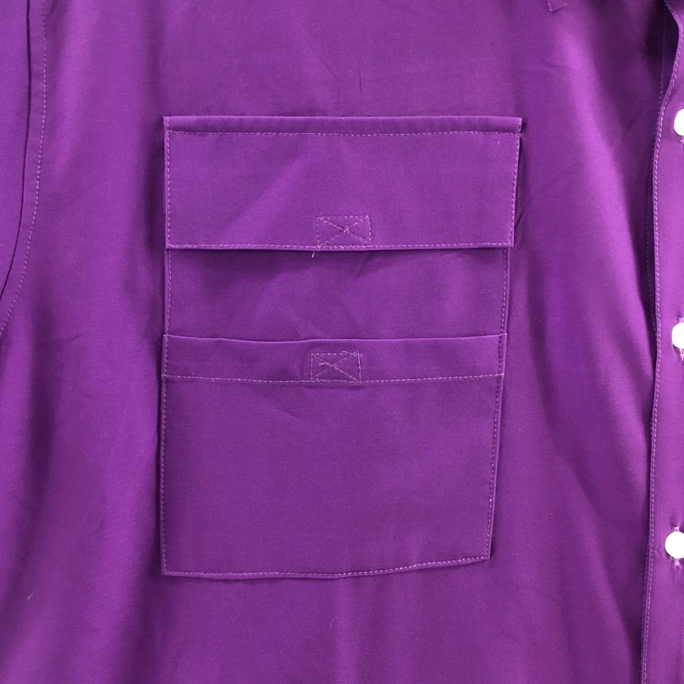 NFL Vikings Button Up Shirt Mens 2XL Purple Short Sleeve Front Pocket Casual - Image 4 of 4