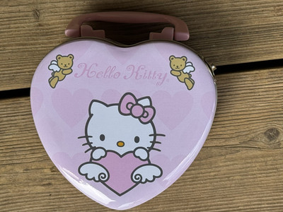 Hello Kitty Blech Brotdose Lunchbox in Herzform hellrosa  mit Griff 18 cm
