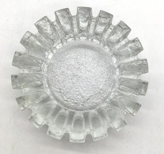 Brutalist style possibly Pukeberg Ice Glass Ashtray from Sweden (MM155G)