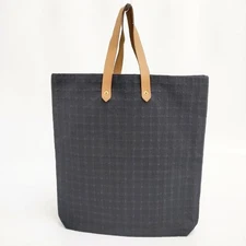 HERMES Amedaba GM cotton bag with leather handle Tote Bag black 5-1006G∞
