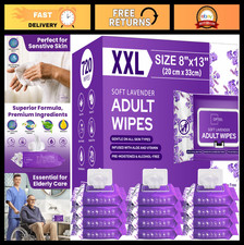 Extra Large Scented Wipes for Adults - 720ct, Rinse-Free, Aloe Vitamin E, Soft