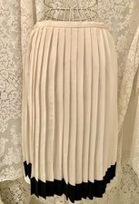 Vtg 2001 Ralph Lauren Purple Label Runway Ad Pleated Silk Skirt Cream Black