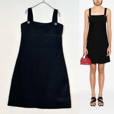 USED CHANEL COCO MARK BUTTON SLEEVELESS KNIT DRESS P49317 GOOD