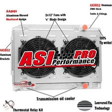 2-ROW Aluminum Radiator Shroud Fan Fits For Mercedes SL R107/C107 380 SL/SLC