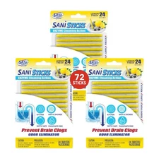 SANI 360° Sani Sticks Drain Cleaner and Deodorizer, Lemon Fresh Scent, 72 Count 