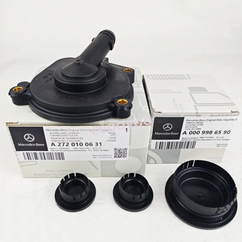 For Mercedes Oil Separator Crankcase Vent Valve PVC Breather + Cam Plugs Kit New Foto 2 de 4