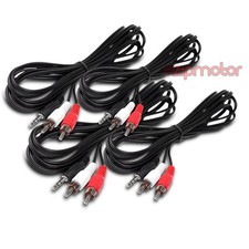 4X 10FT 3.5MM AUX RCA PHONO MALE AUDIO STEREO JACK BLACK SPLITTER CABLE ADAPTER
