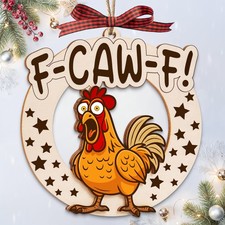 Funny Christmas Ornaments for Adults, F-Caw-F Chicken Ornaments, Red Chick