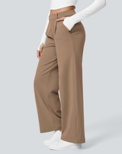 Halara High Waisted Plicated Side Pocket Straight Leg Work Pants Sz Small Womens