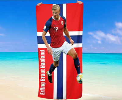 Erling Braut Haaland Norway Football Beach Towel Microfiber Top & Cotton Reverse