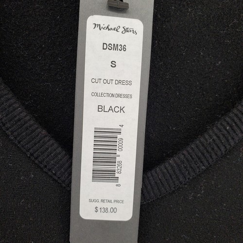 MICHAEL STARS Shift Dress Womens Small Cutout Pullover Long Sleeve Black NWT - Picture 3 of 10