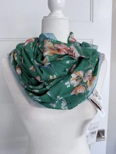 NWT LOFT Vibrant Green and Blue Floral Infinity Scarf