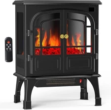 Freestanding Electric Fireplace 26 Two Door Fireplace Heater with 3D Flame