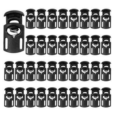 50Pcs Nylon Spring Cord Locks Elastic Toggle Stop Slider Clamp, Black