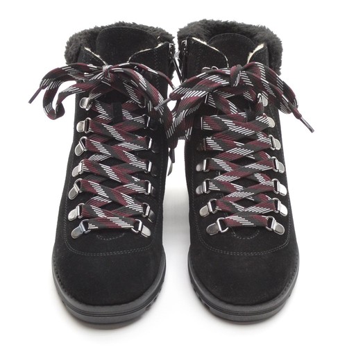 Damenschuhe Valdini Sake 220 $ Schnürstiefel 6,5 schwarz Wildleder Kunstfell neu im Karton - Bild 3 von 8