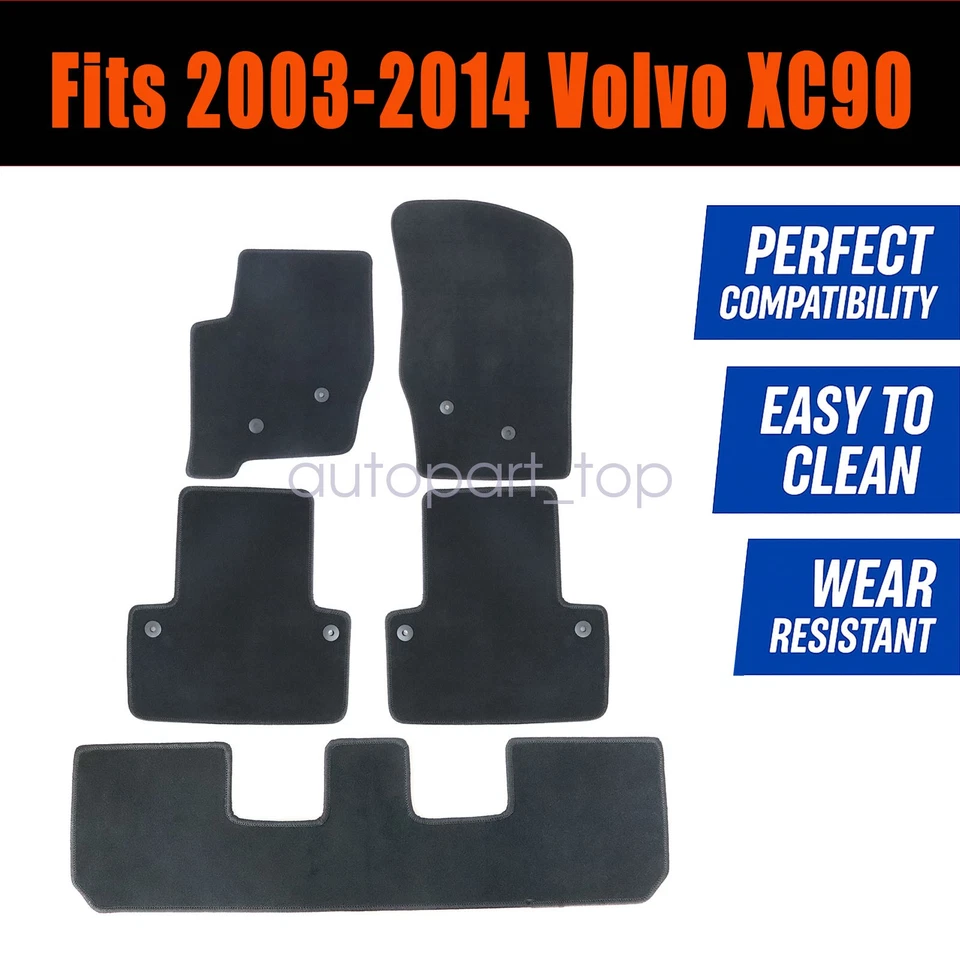 Nuevas alfombrillas delanteras y traseras de terciopelo negras 5 piezas para Volvo XC90 2003-2014 Foto 3 de 4
