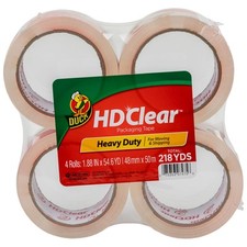 Duck HD Clear Heavy Duty Packaging Tape Refill, 4 Rolls, 1.88 Inch x 54.6 Yard,