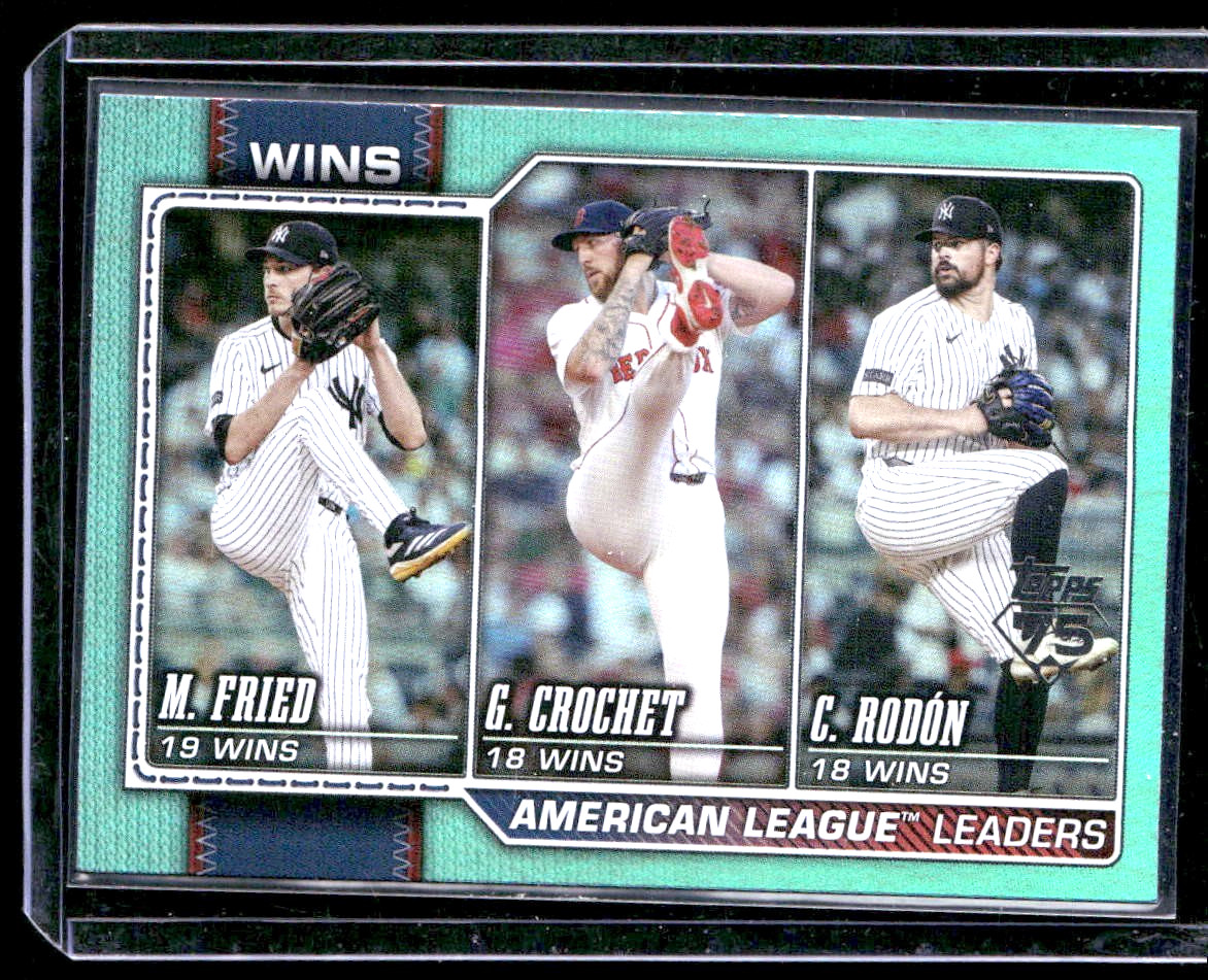 2026 Topps Series 1 Aqua Rainbow Foil Fried/Crochet/Rodon AL Wins Leaders #130