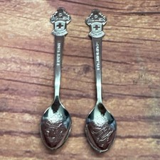 Rolex Bucherer Set of 2 Souvenir Spoons Switzerland Lugano Silver Metal Vintage