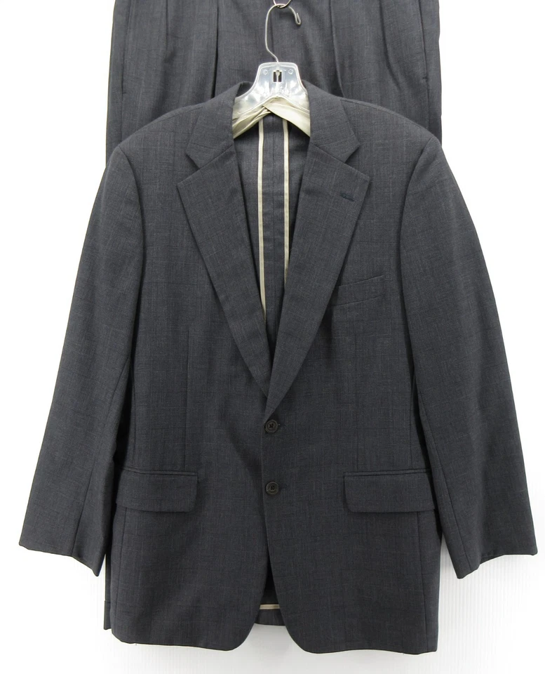 Paul Stuart Suit Men 42 Long Gray Wool 2-Piece Pants Glen Check Unstructured VGT - Image 2 of 4