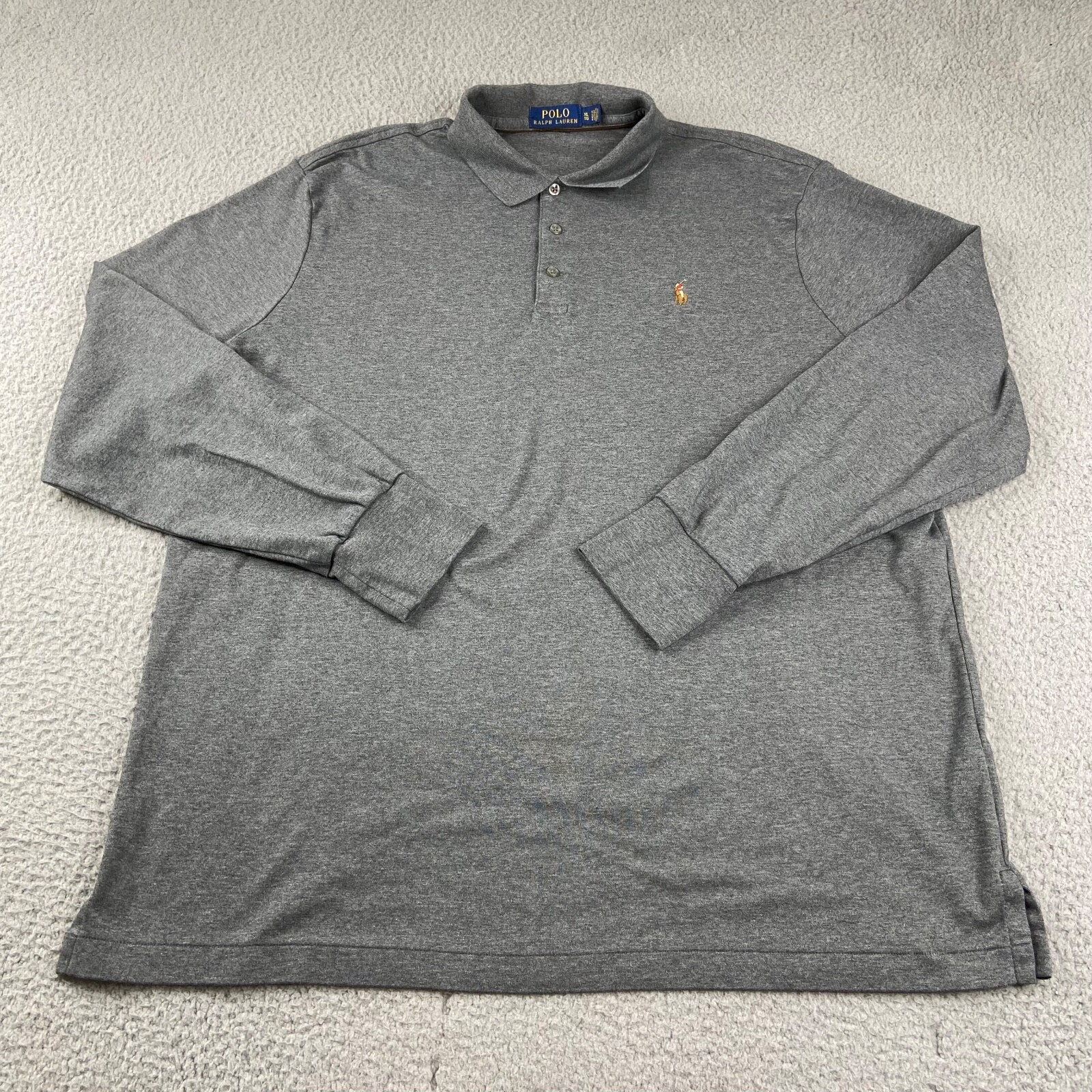 Ralph Lauren Polo Shirt Mens Extra Large Gray Long Sleeve Pony