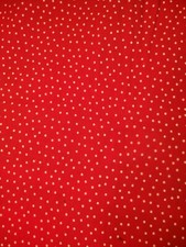 FABRIC RED WITH WHITE DOTS COTTON MEDIUM WEIGHT KNIT 1 YARD 28 " X 56" WIDE