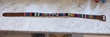 Vintage Guatemalan 100 Leather Belt 32 Color Blocked Embroidered Handcrafted
