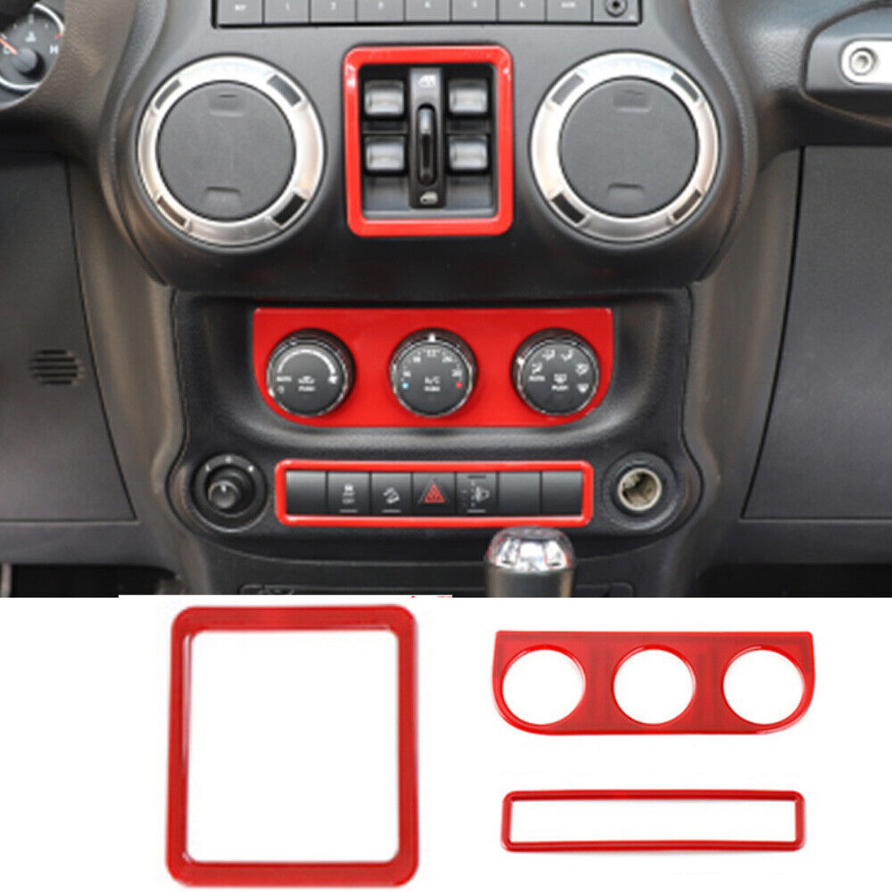 3pcs Window Button AC Emergency Light Switch Trim For Jeep Wrangler JK  11-17 Red | eBay
