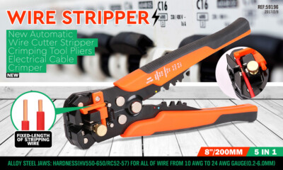 Adjusting Self Insulation Wire Stripper Cutter Crimper Cable Stripping Tools 8''