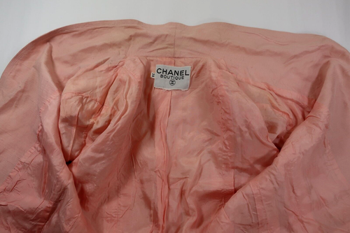 Vintage CHANEL Boutique Pink Cropped Silk Blazer Jacket Clover buttons Small 2 4 - Picture 6 of 24