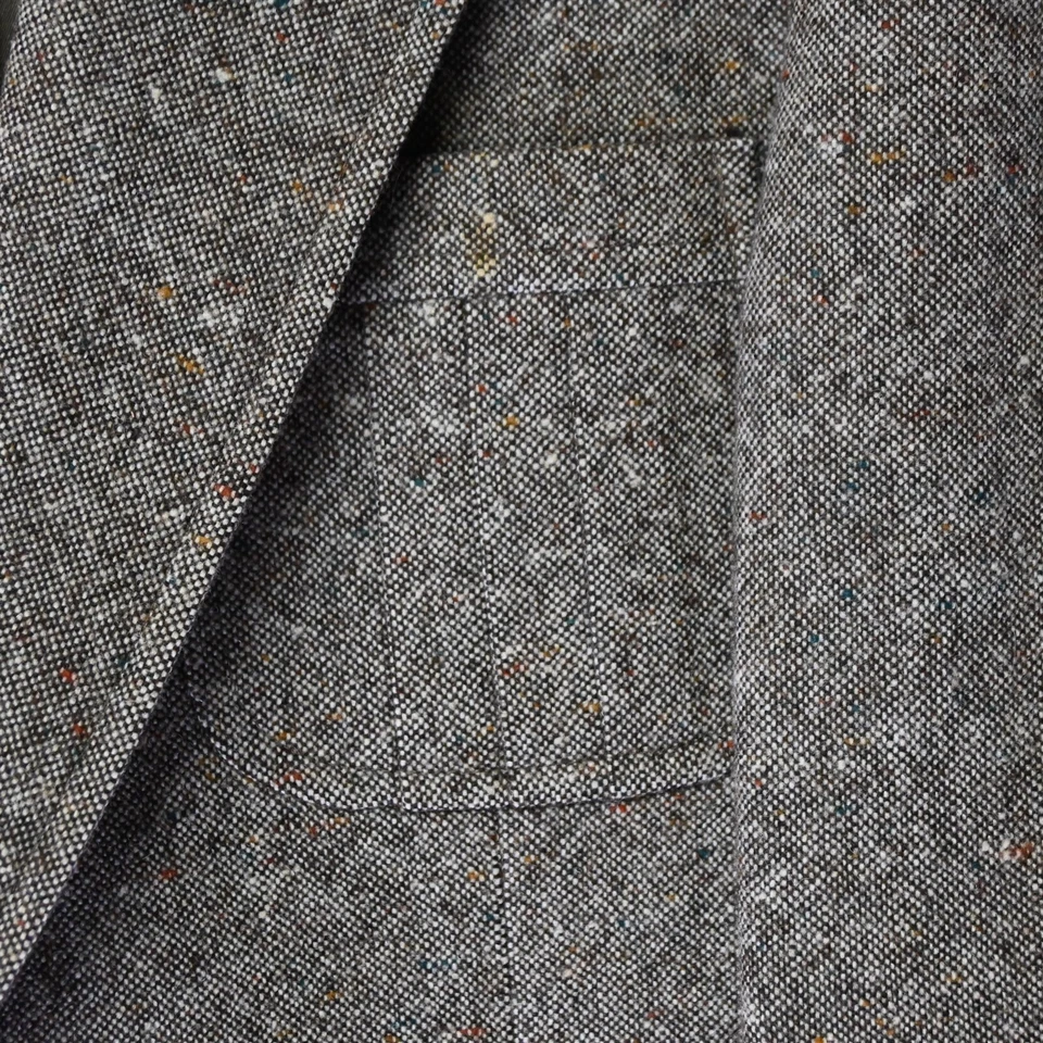 Vtg 90s 42R Brown Nailhead Fleck Tweed 2 Btn Blazer Suit Jacket Sport Coat - Image 4 of 4