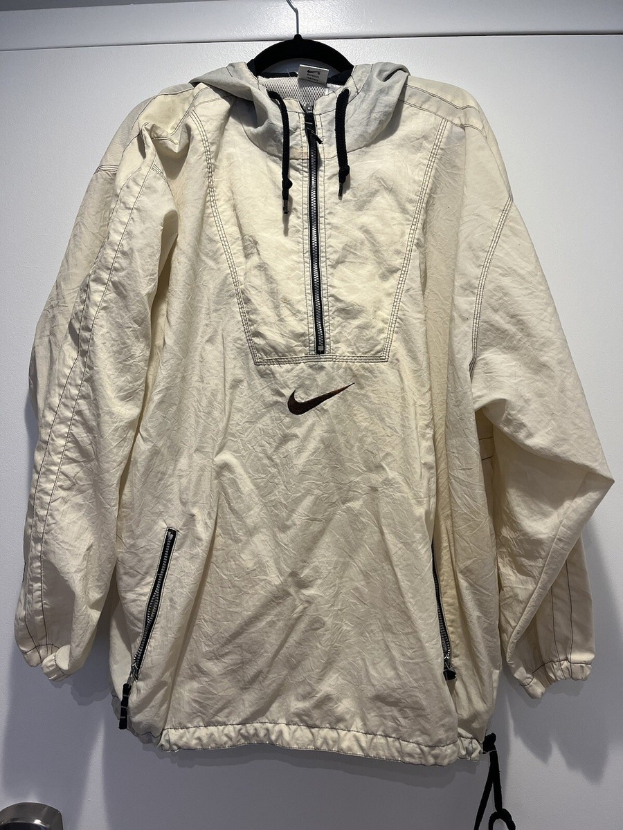 vintage 80s 90s nike windbreaker jacket quarter zip cream vintage 80s 90s nike windbreaker jacket quarter zip cream