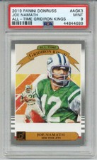 2019 PANINI DONRUSS ALL TIME GRIDIRON KINGS #AGK3 JOE NAMATH JETS PSA 9 LOW POP