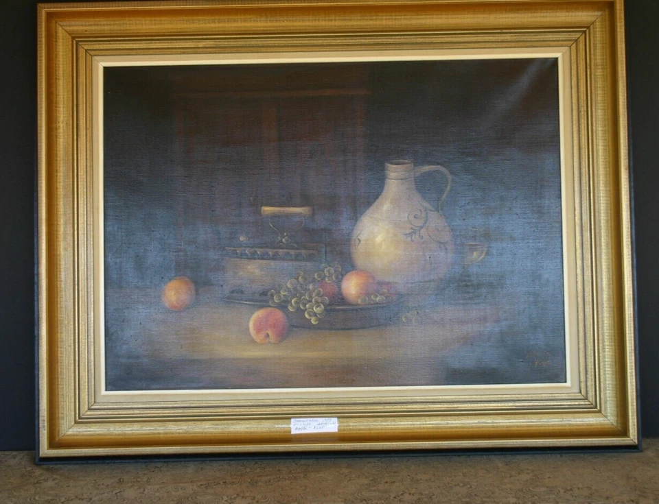 Dark Browns Still Life Oil Painting byJohanna Hayes 1973 Framed R-900 - Image 2 of 4