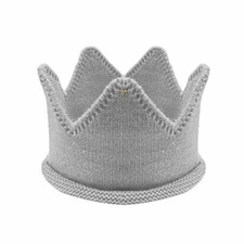 Wrapables Baby Birthday Party Knitted Crown Headband Beanie Cap Hat, Gray