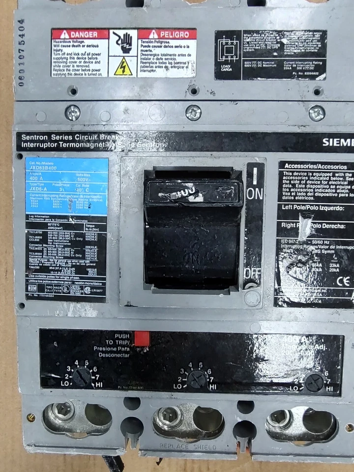 Siemens JXD63B400 Sentron Series 400A 600V 3P JXD6-A Circuit Breaker - Image 4 of 4