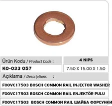 4 PCS X F00VC17503 - F00RC00309 Bosch Siemens Injector Washer 13532247156